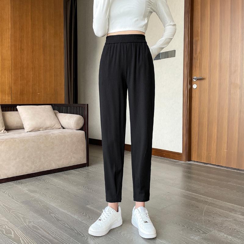 

Ice Silk Women s Harem Pants: 2025 Lightweight, Plus Size, Slimming Carrot Style for Summer M (96-105 lbs)