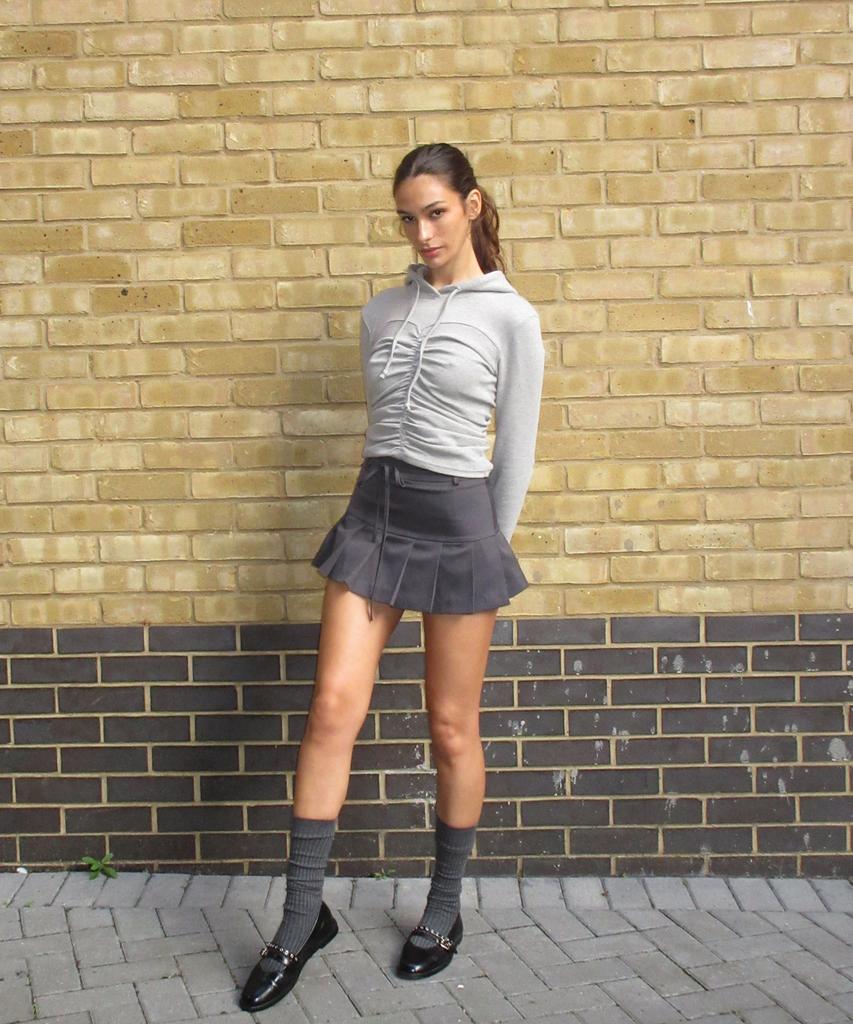 Dimanche Pleated Skirt (Gray)