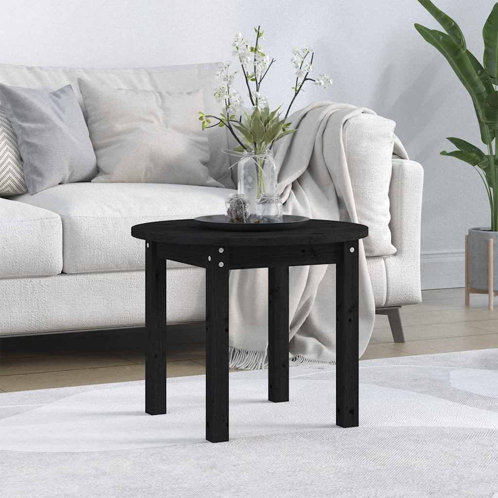 Vidaxl Stolik Kawowy, Czarny, Ø 55X45 Cm, Lite Drewno Sosnowe