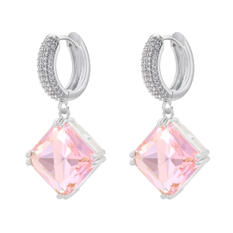 Diamond-Shaped Charm Pendant Earrings Dazzling Transparent Zirconia Statement Earrings Party Jewelry :VE1170