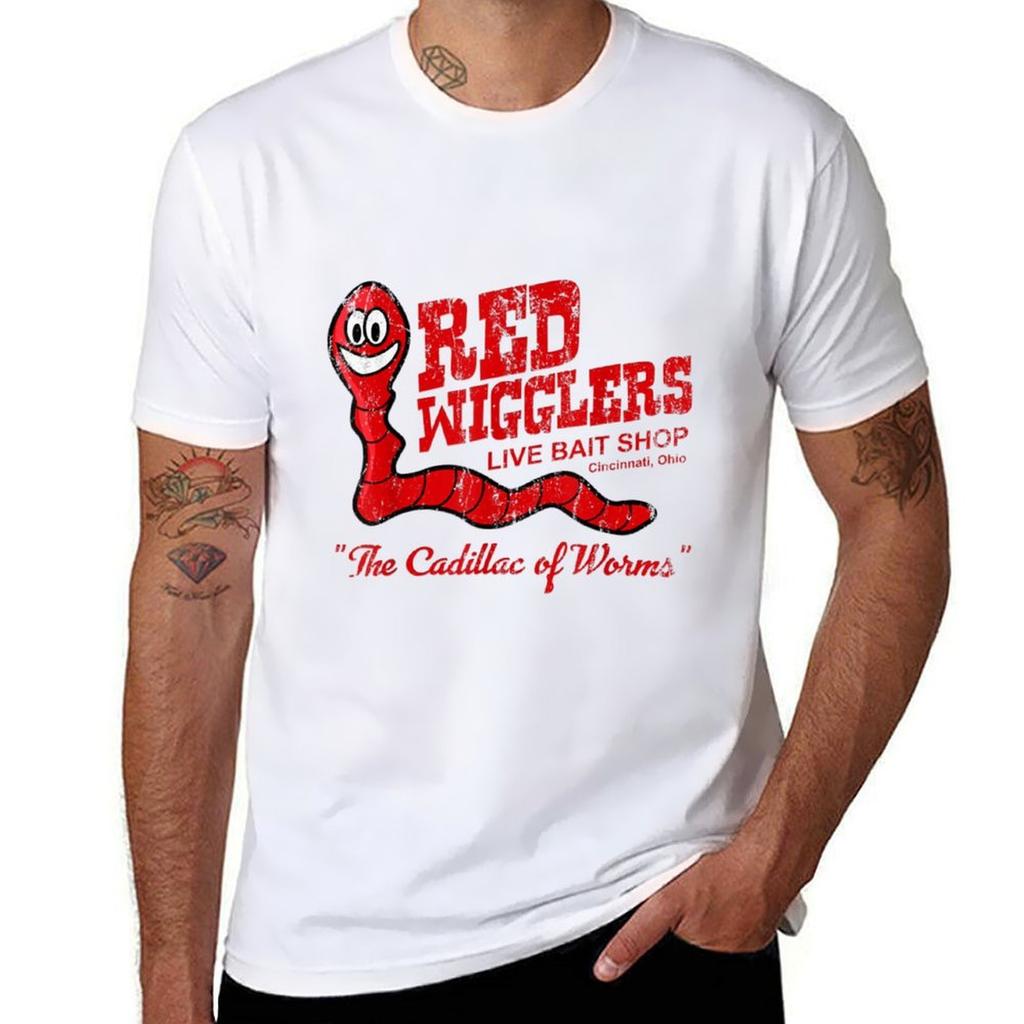 Unisex Funny Red Wigglers 70s Lover Family Distressed Tshirt Breathable Travel Tshirt