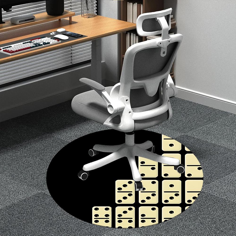 

1pc Dominoes Pattern Office Round Area Rug, Indoor Mat Suitable ForOffice, Under Office Chairs Bedroom Living Room Home Decor, Room Deco 080 80cm by 80cm