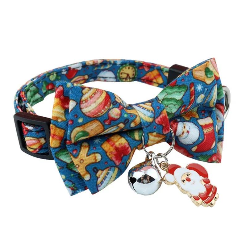 Adjustable Christmas Pet Collar with Bell and Bow for Small Dogs Cats Festive Party Costume Accessories 2026 New Year Gifts