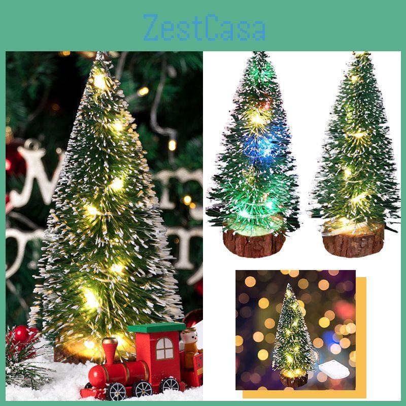 Mini Christmas Cedar Tree With Led Lights Small Pine Table Desk Xmas Home Decor