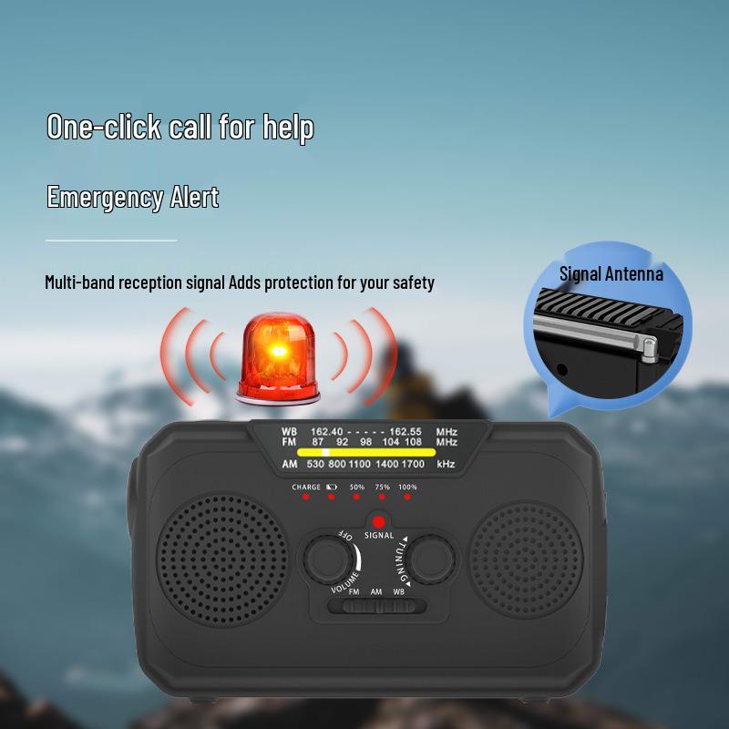 Solar Hand-Crank Emergency Radio with SOS Alarm for Outdoor Use