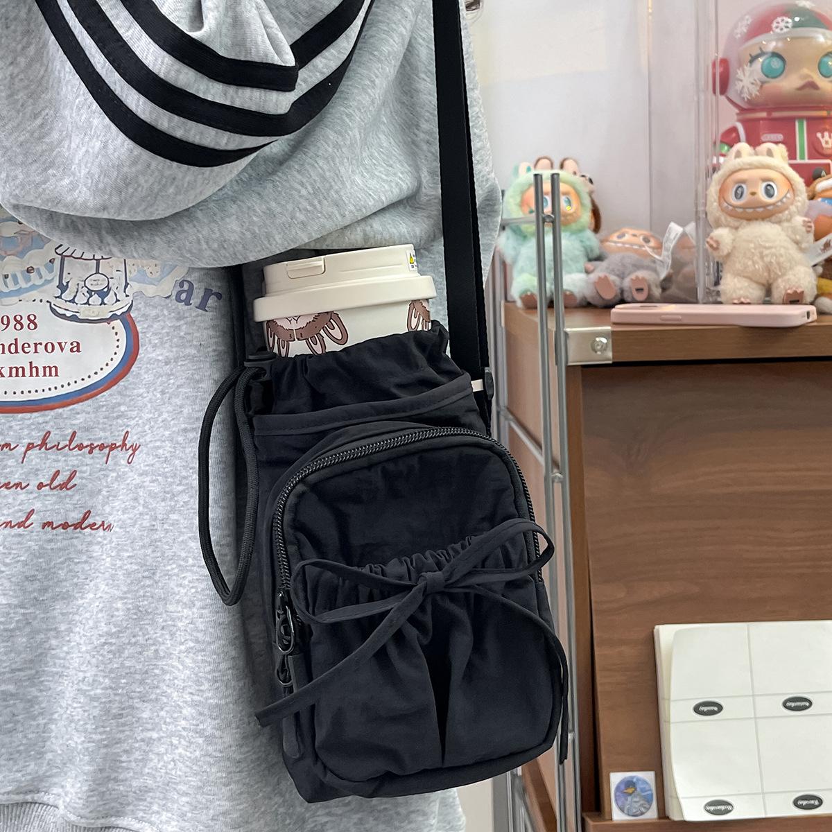 

Новая сумка-мессенджер для мобильного телефона, летняя повседневная сумка для стакана с водой, маленькая сумка-саше, японский бант, на плечо, маленькая сумка для женщин чёрный