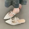 Gentle Fairy Bag Head Half Slippers Spring Fashion French Temperament Elegant Satin Bow Pointed Wedge Slippers