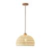 Solid Wood Pendant Light: Japanese Style Dining, Bar, Bedroom, Balcony, Retro Rattan Art, Cream Finish, Long Line Design.