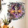 Black Cat Wall Stickers Halloween Stickers, 3D Broken Effect with Ghost Skeleton Pumpkin Bat Decals, Self-Adhesive Temporary Decorations Waterproof