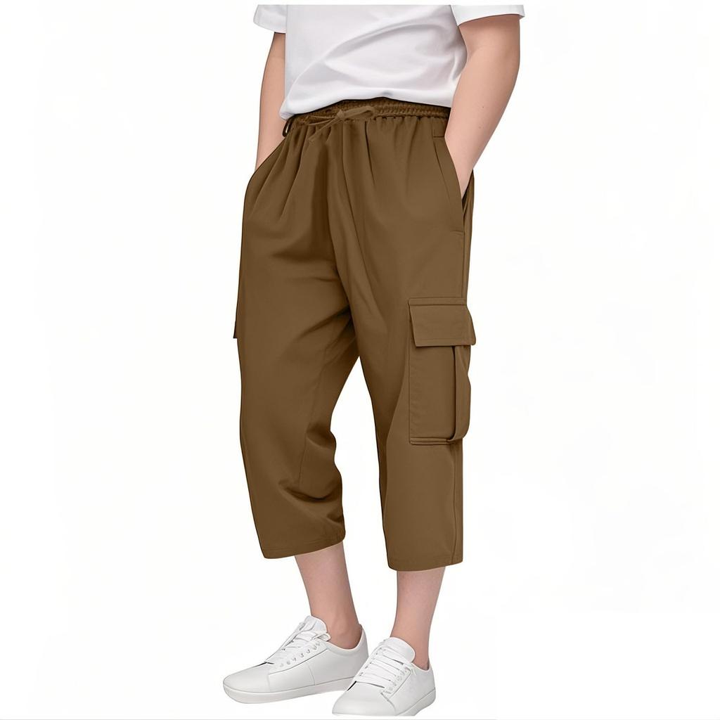 Boys And Girls Three-Quarter Pants Kids Lightweight Casual Loose Outdoor Cargo Sports Pants
