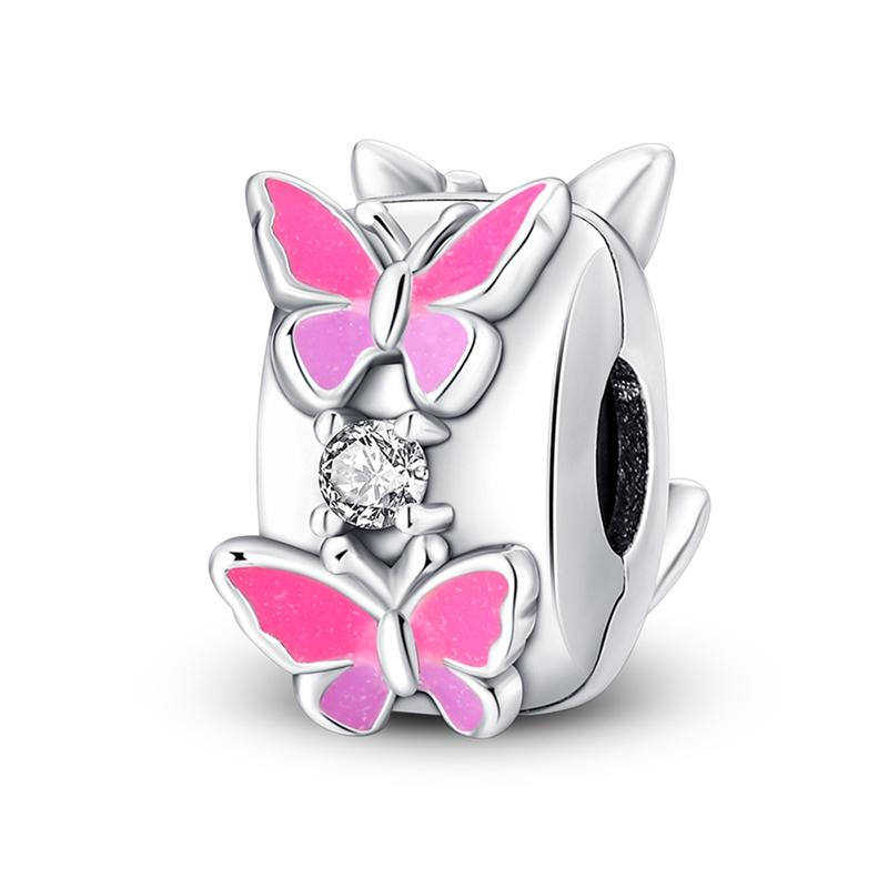 Sterling Silver S925 Sparking Dragonfly Butterfly Fit Original  Bracelet Necklace DIY Bead For Women Jewelry Making Gift