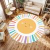 Cute Sun Face Play Mat Round Soft Nursery Floor Rug for Baby Kids Playroom Area Decor