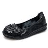 Fashion GKTINOO Women Loafers Genuine Leather Flat Heels Flower Round Toe Soft Solid Shoes Platform Ladies Shoes Zapatos De Mujer
