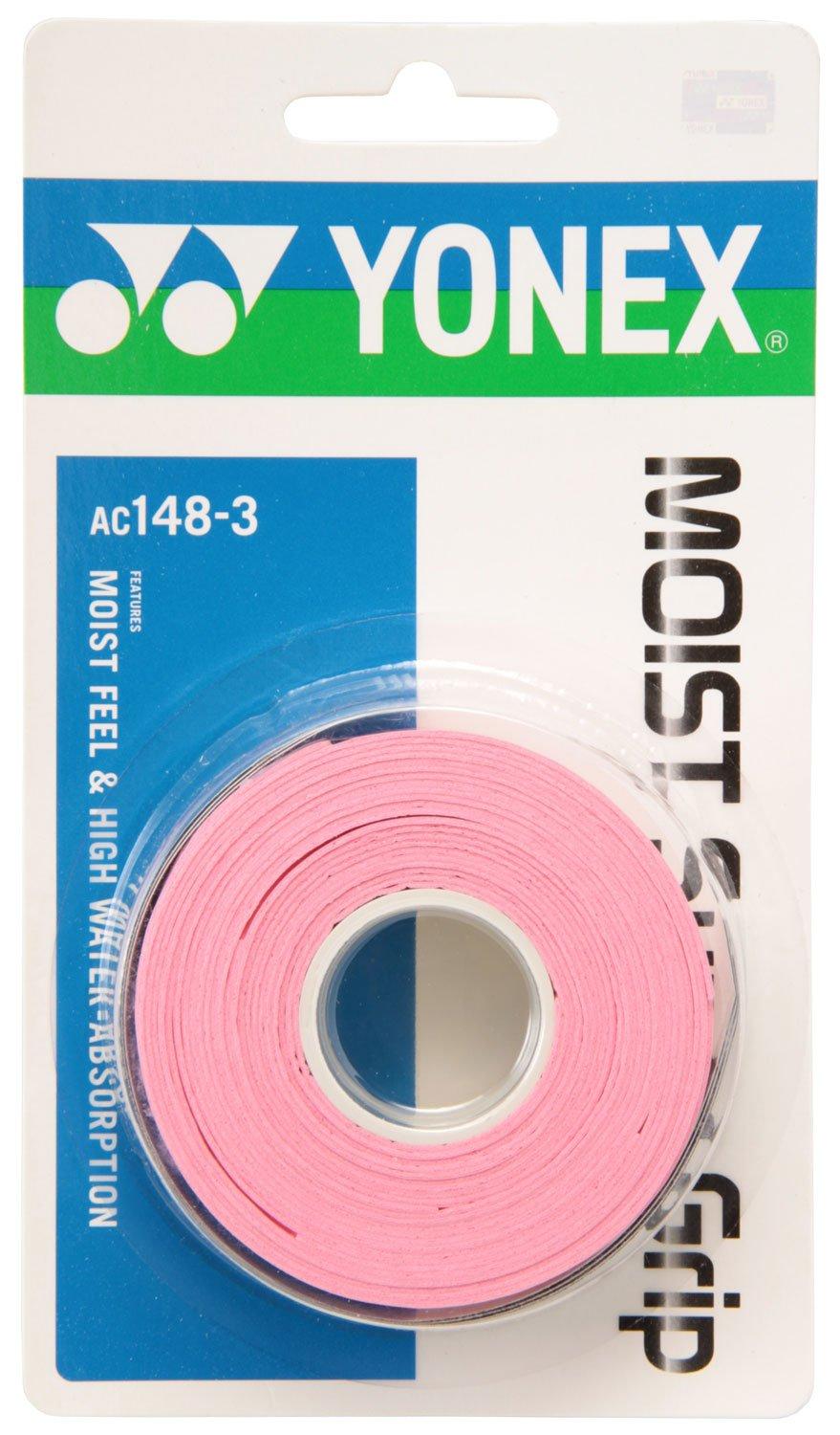 

YONEX Moist Super Grip Tennis Badminton Grip Tape Pack of 3 Powder Pink