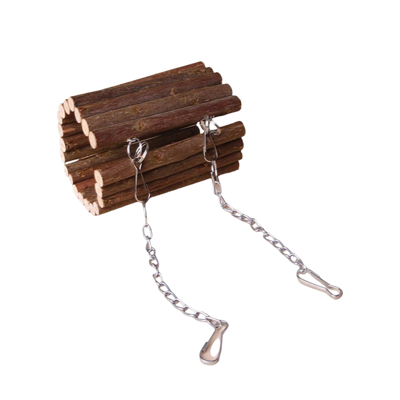 Подвесной туннель для хомяка Деревянные качели Укрытие Ветка-игрушка для жевания для сирийского хомяка сахарного поссума Товары для домашних животных коричневый