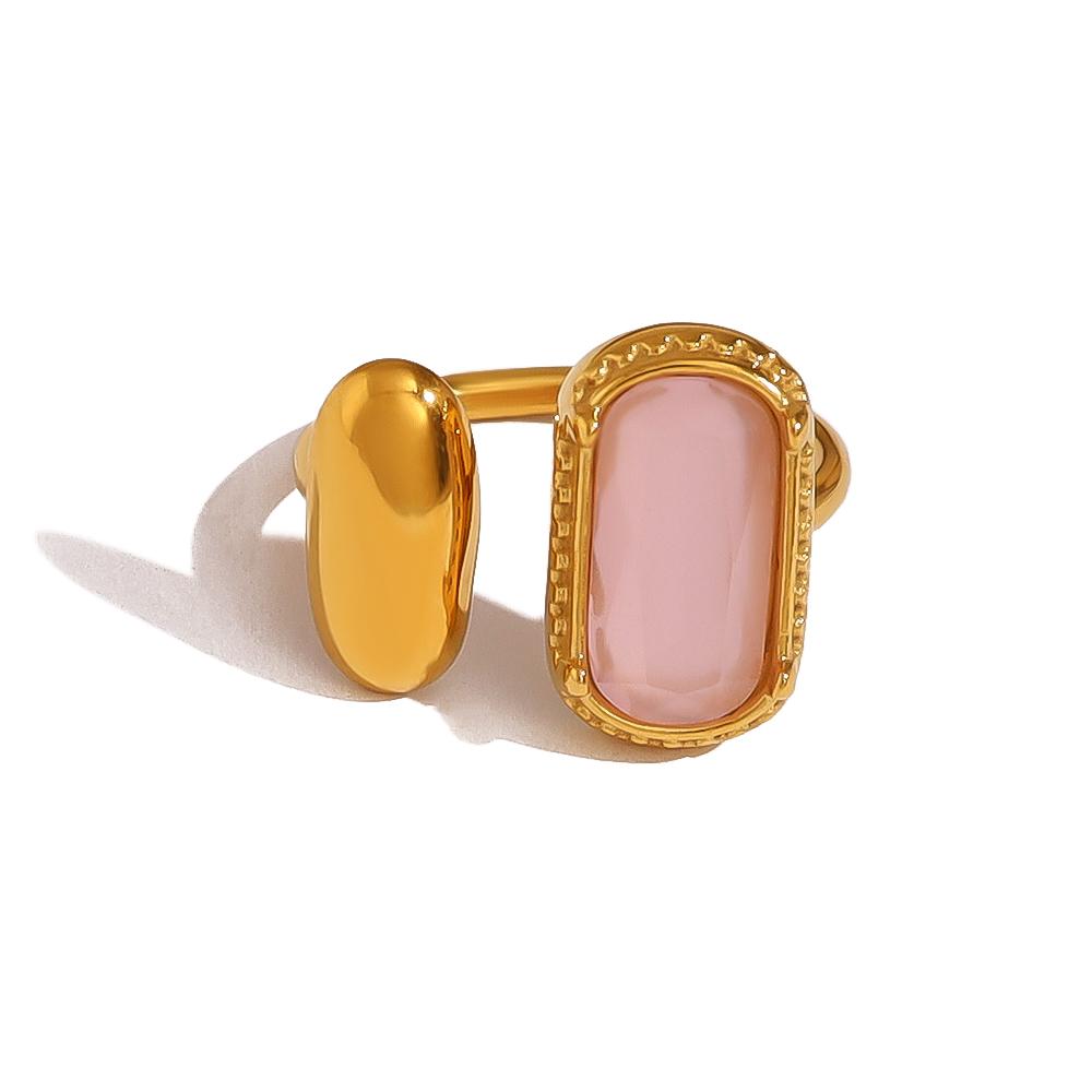 Anelli in Acciaio Inossidabile con Zirconi Colorati per Donna Fascino Elegante Vintage Placcati Oro 18K Gioielli di Tendenza