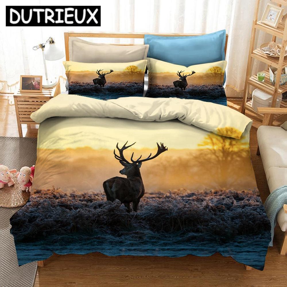 Sunset Deer 3D Printed Bedding Set Duvet Covers Pillowcases Comforter Bedding Set Bedclothes Bed Linen