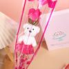 Cute Bear Rose Bouquet Transparent Packaging Bear Rose Bouquet Romantic Single Rose Bear Gift for Valentine Day Mother Day