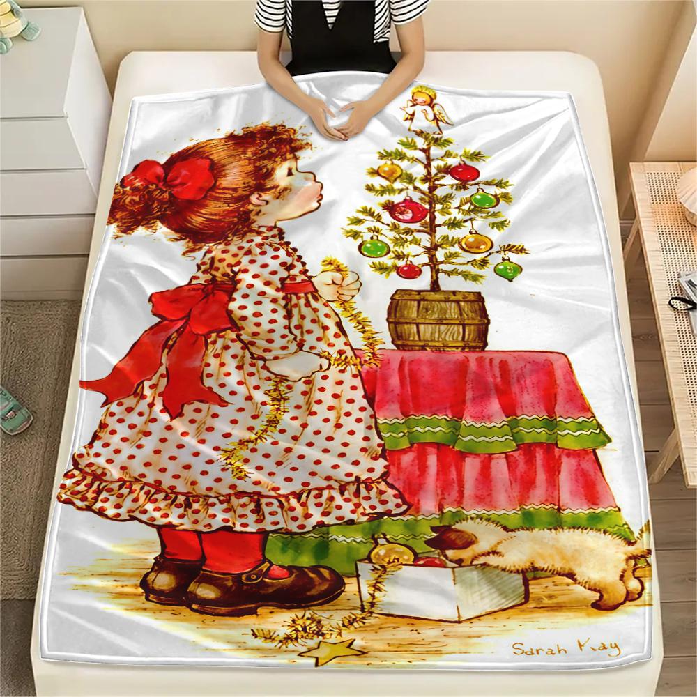 1 Stück SaraKey bedruckte Flanelldecke, Hohe Qualität für alle Jahreszeiten, Heimdekoration, Wärme und Komfort, Perfekt für Weihnachtsgeschenke