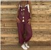 Women's Sleeveless Bow Detail Linen Blend Loose Fit Casual Ankle Length Overall Jumpsuit