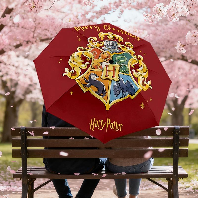 1PC Warner Hogwarts Merry Christmas Automatic Open/Close Umbrella with Windproof, 31-Rib Sturdy Canopy, Durable Ribs1248A