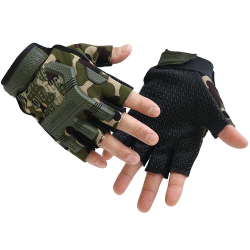 Half-Finger Tactical Gloves, Fingerless, for Cycling, Fishing, Airsoft, and Adventure (Camouflage)