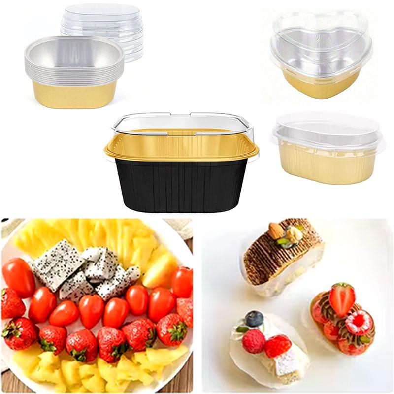 Disposable Baking Cups with Lids Foil Dessert Containers for Cupcakes Puddings Muffins Party Events Baking Perfect for Catering
