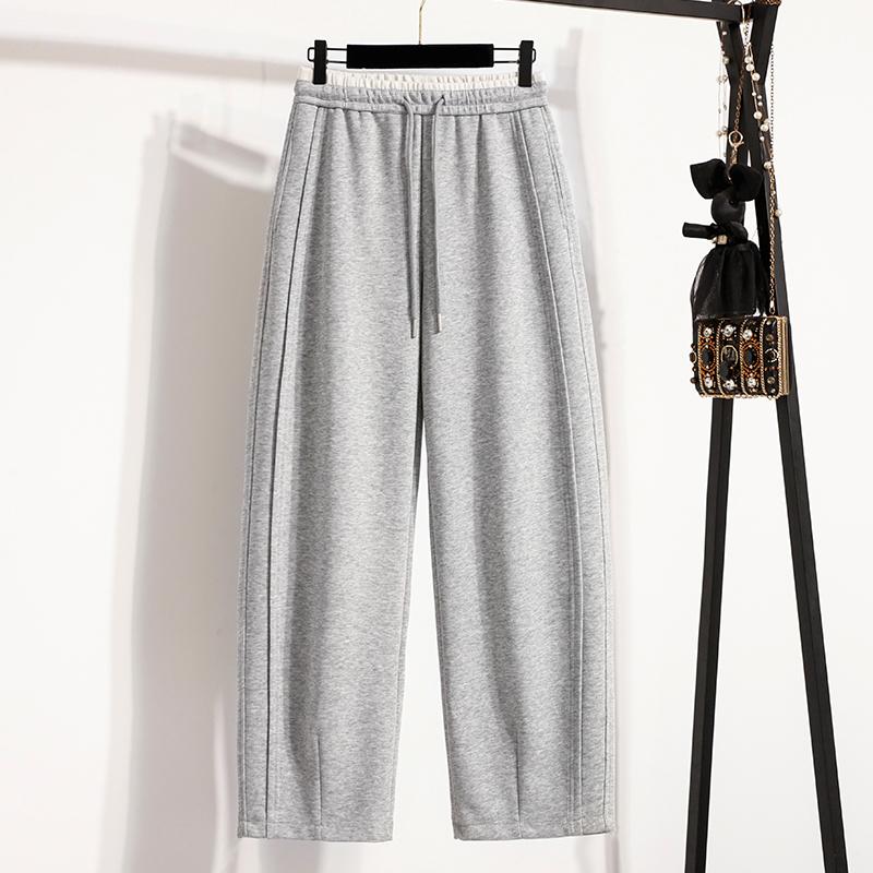 

Dimanaf 2025 Большой размер Осенние длинные брюки Женские Эластичные Харлен Винтажные Брюки-гарем Свободные Базовые брюки M серый