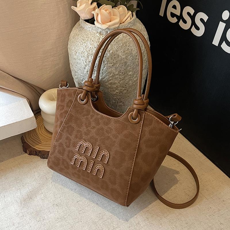 Premium Wind Hand Bag Women's New Fashion Leopard Print Bucket Bag Shoulder Messenger Bag