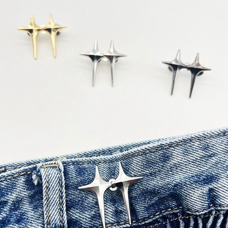 Detachable Fashion Shaped Jean Button Clasps Waist Extender Pin Jean Button, No Sewing Required, Fit Instant Jean Button