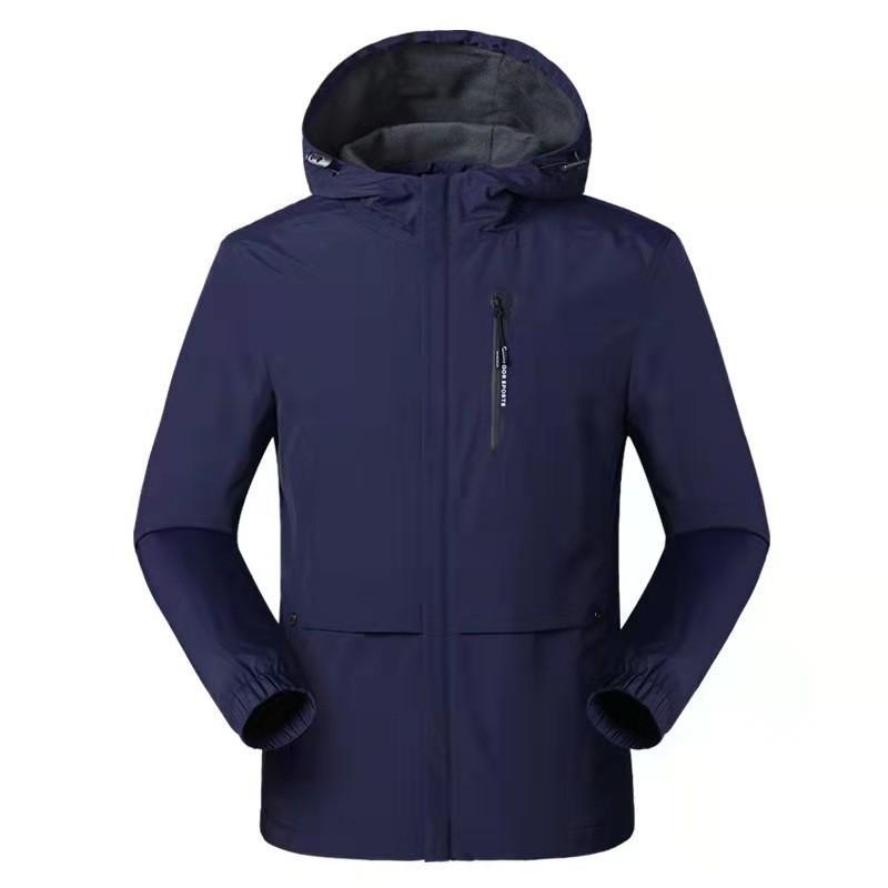 Spring Jacket for Men Solid Color Outdoor Hooded Hardshell Jacket for Men