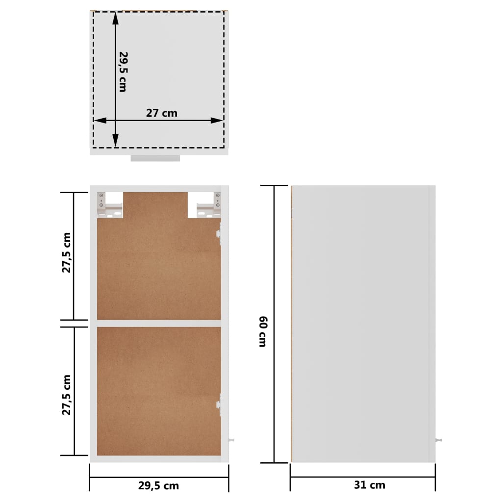 Küchenhängeschrank Lyon, Aufbewahrungs- und Dekowandschrank, 29.5x31x60 cm