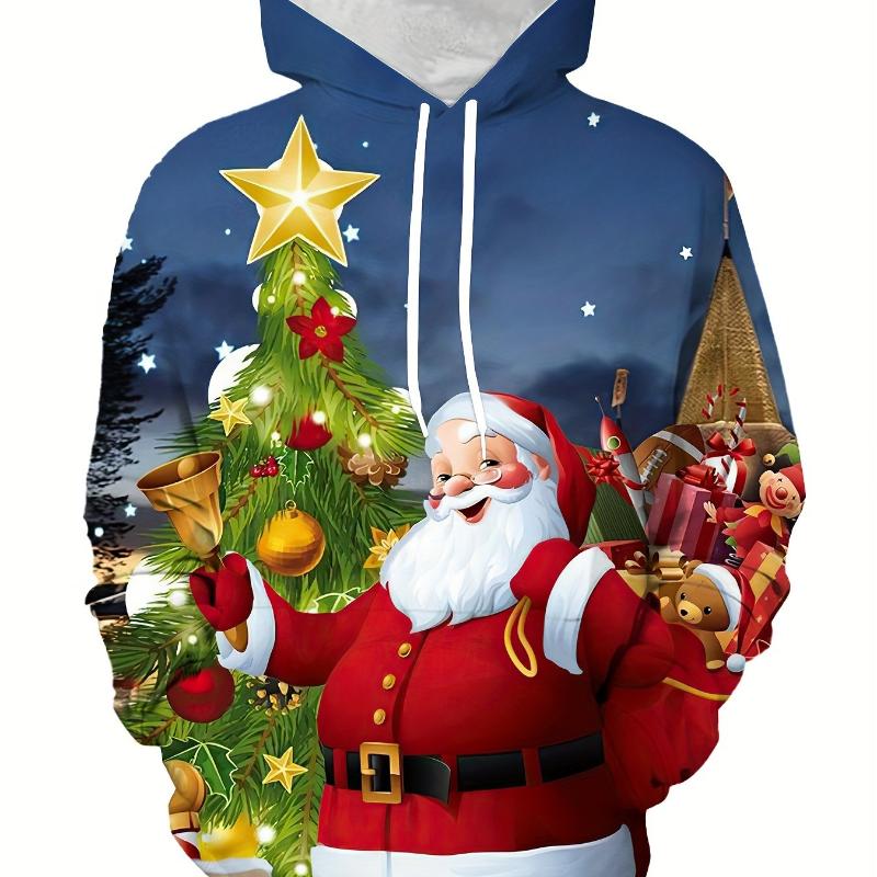 

Funny Men s Hooded Hoodies 3D Prints Christmas Theme Sweatshirt Drawstring Sportwear Long Sleeve Tops Casual Men s Clothing S