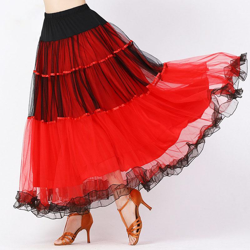 Womens Dance Skirt Costume Elastic Waistband Big Swing Adult Dance Wear dance Skirt