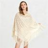 Versatile 140×140cm Lace Shawl Elegant Breathable Knitted Shawl Hollowed-out Design Tassel Shawl for Women