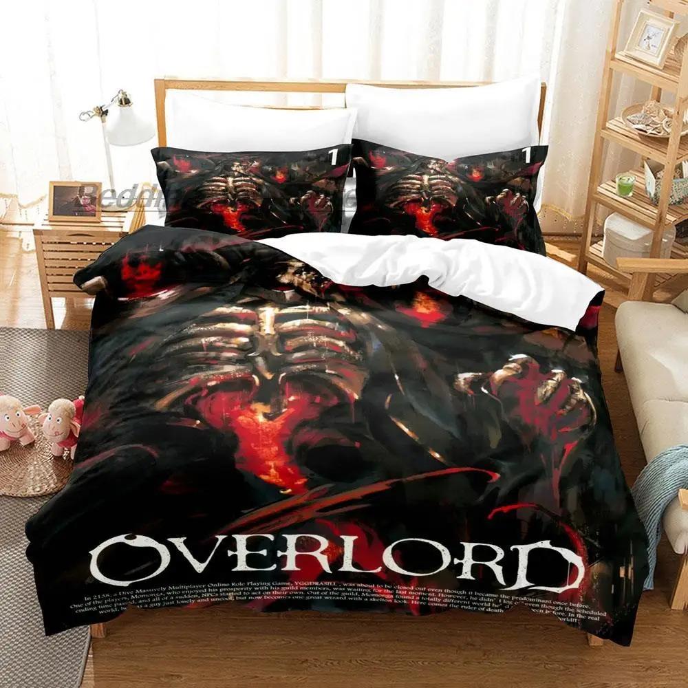 Overlord Bedding Collection Single Twin Full Queen King Size Bed Collection Aldult Kid Bedroom Duvetcover Collections 3D Print Skeleton Anime New