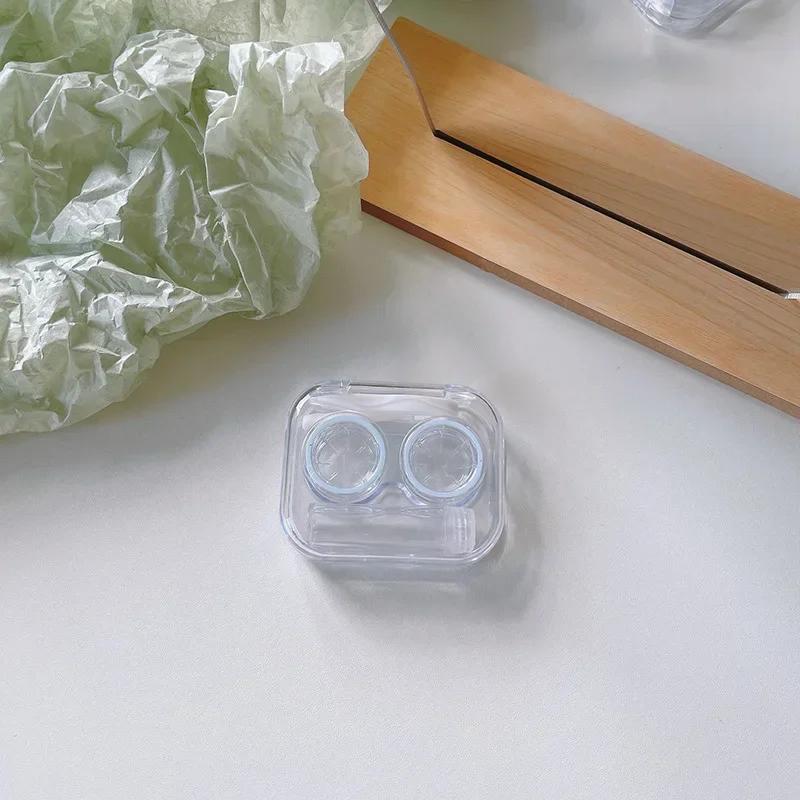 Tragbares Transparentes Pinzetten-Saugnapf-Stäbchen-Behälter-Set Tragbare Kontaktlinsenbox für Damen Reise-Kontaktlinsen-Etui Geschenk