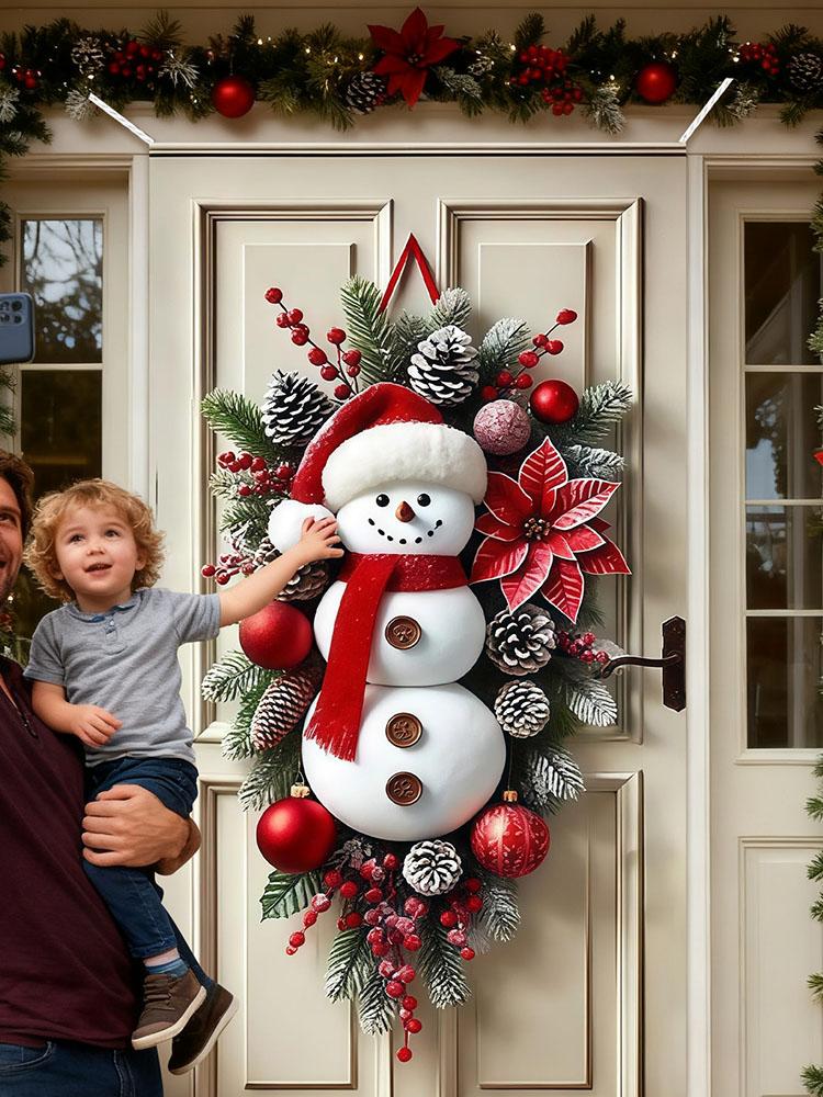Christmas Front Door Decor Snowman Cute Ornaments Christmas Sign Front Door Decorations for Outdoor Wall Bedroom Living Room