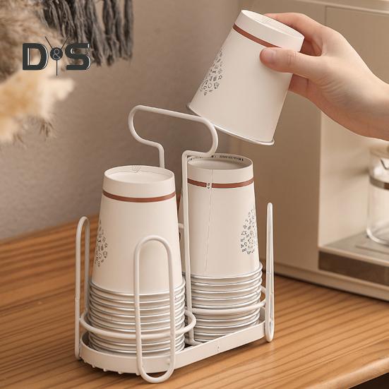 Disposable Cup Holder Paper Cup Dispenser Iron Art Durable Cup Storage Rack for Countertops Kitchen Coffee Stations Multifunctional Cup Organizer