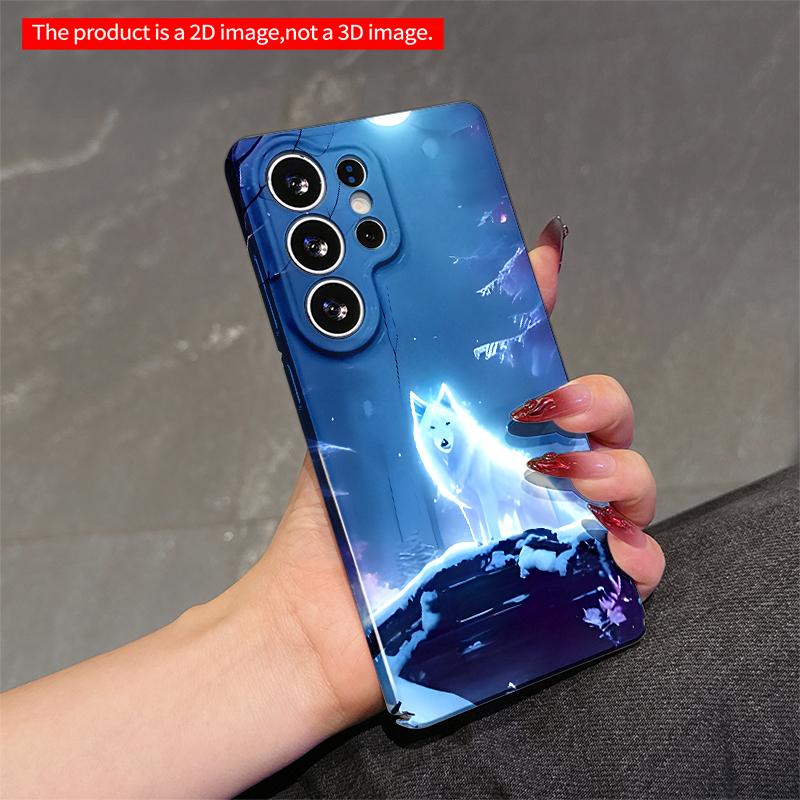 2DFlat Samsung Phone Case Moonlit Wolf In Snowy Forest Applicable To Galaxy S23 S24 S25ULTRA S26 A12 A14 A15 A16 A54 A55