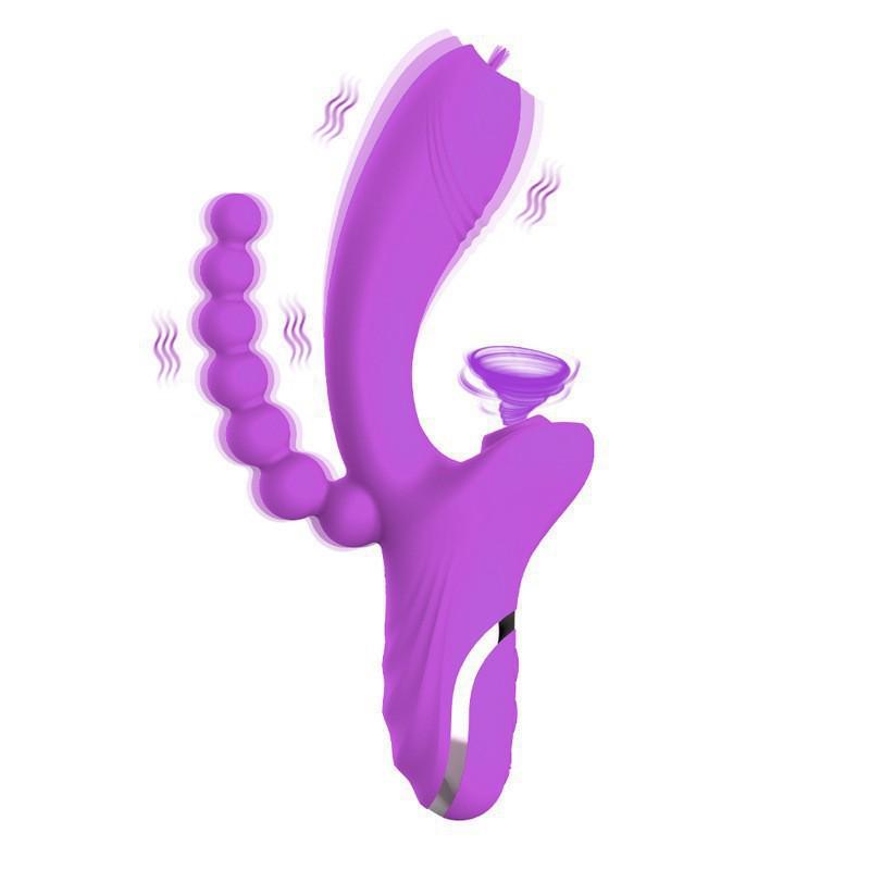 Dual-Ended Vibrating Dildo with Clitoral Suction & Licking, Intense Massage, Adult Toy for Women