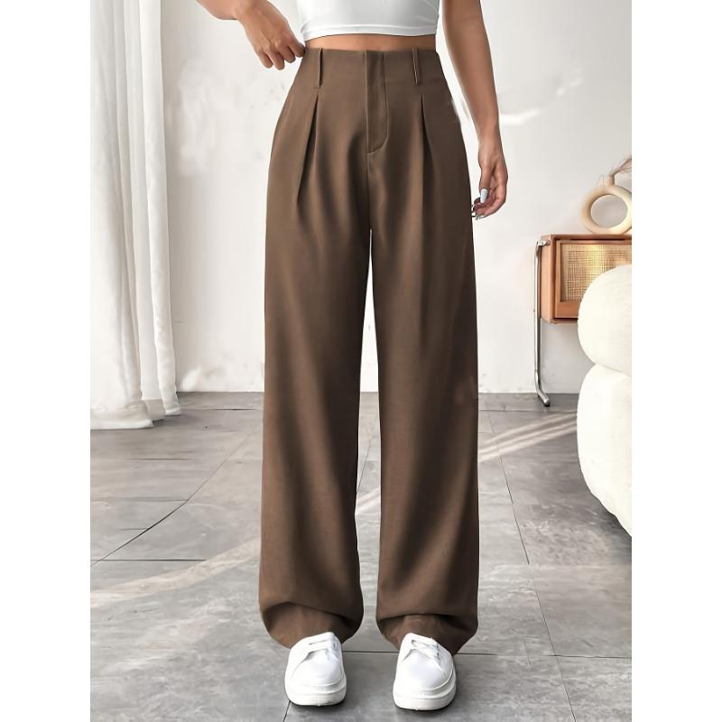 Women S High Waist Straight Leg Casual Suit Trousers S