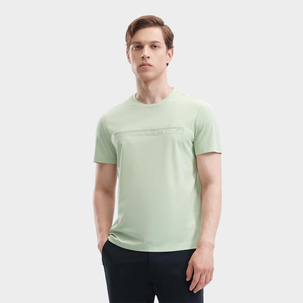 Men's FILA T-Shirts Men's Light Leaf Green Crew Neck Moderate Straight Fit
