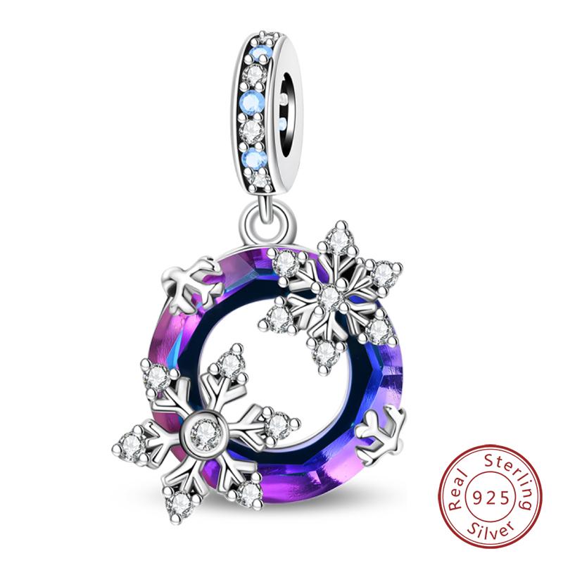 New Winter Charms Bead Copper Snowflake Snowman Penguin Deer Dangle Fit Bangle Bracelet Necklace Diy Jewelry