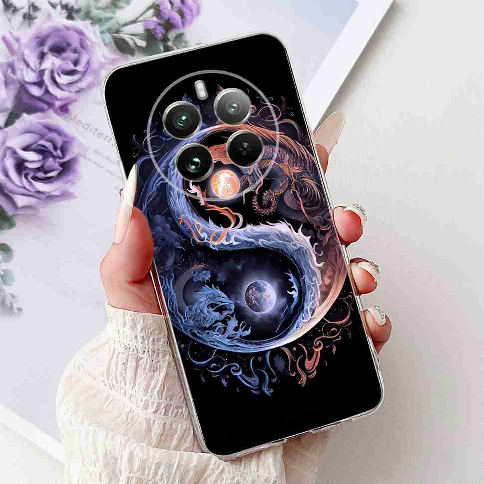 For Realme 12 Pro RMX3842 6.7" Summer Lotus Cute Cat Soft Silicone TPU Cover For Realme 12Pro+ 12Pro Plus RMX3840 Bumper Shell