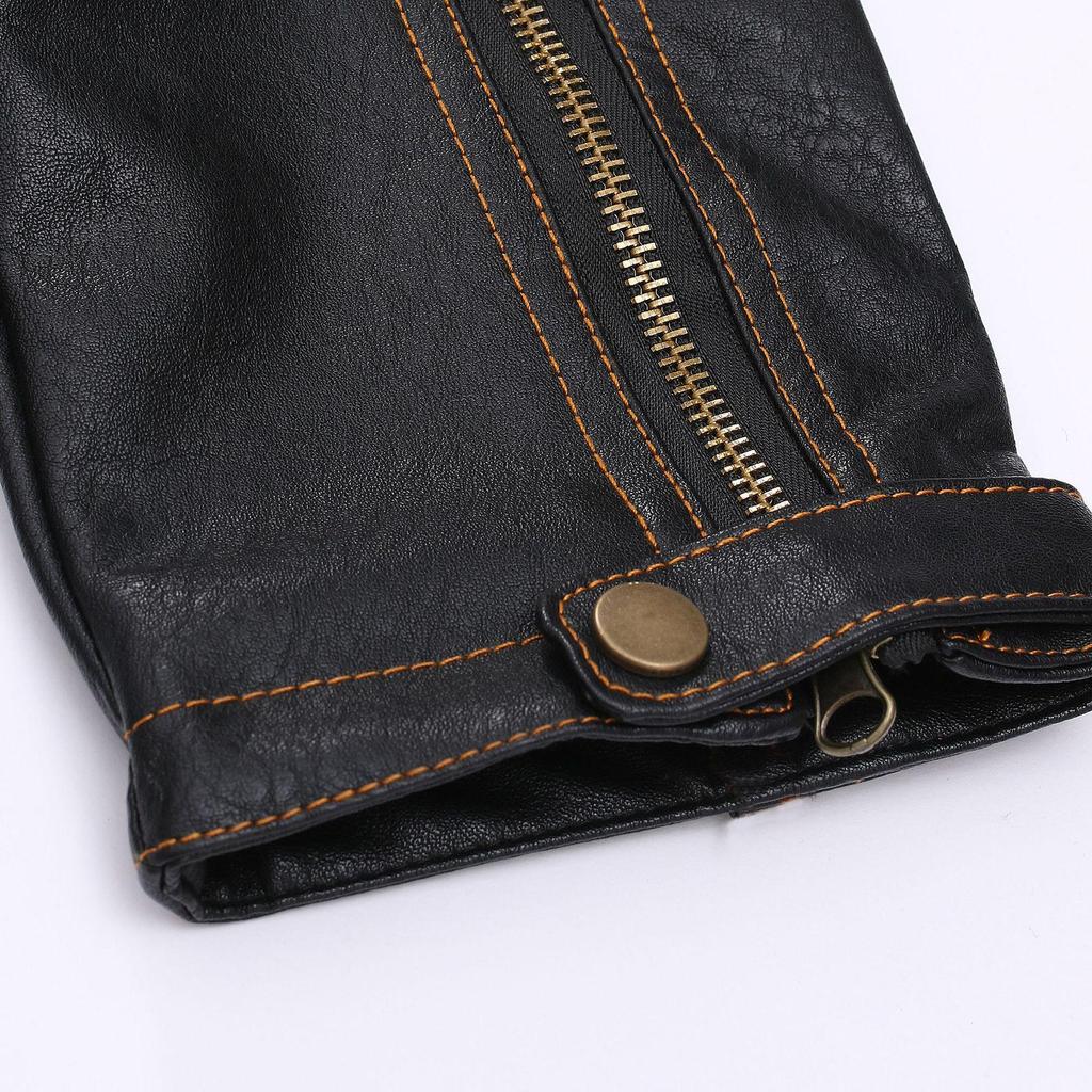 Chaqueta de Cuero Multibolsillos Ajustada Transfronteriza para Hombre, Estilo Otoño/Invierno 2022, Modelo PY69.