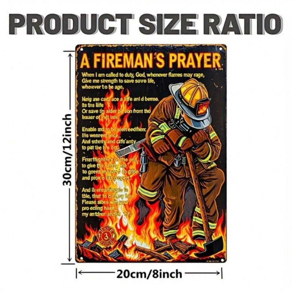 Vintage Firefighter Prayer Metal Poster Wall Art for Bar Garage Gift