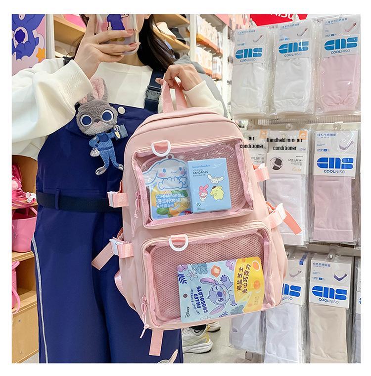 Versatile Large-Capacity Transparent Ita Backpack for Girls and Women
