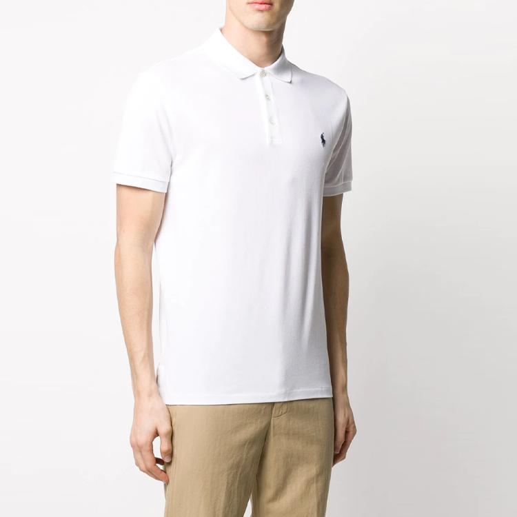 Polo Ralph Lauren Solid Color Logo Embroidered Short Sleeve Polo Shirt Men tops White 710541705-008