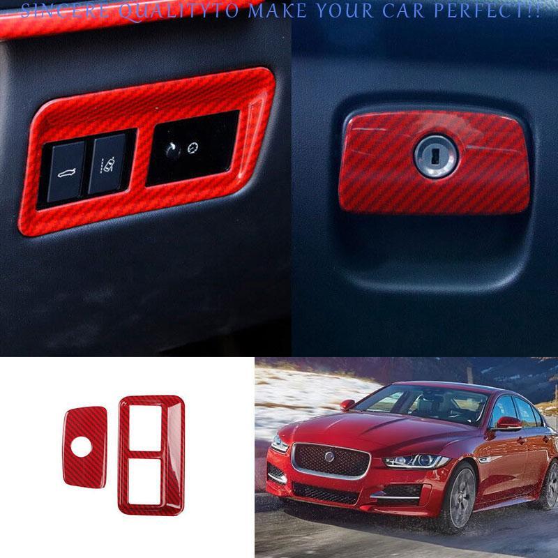 For Jaguar XE 2016-2021 Red Carbon Fiber Driver s Side Dash Control Frame Trim